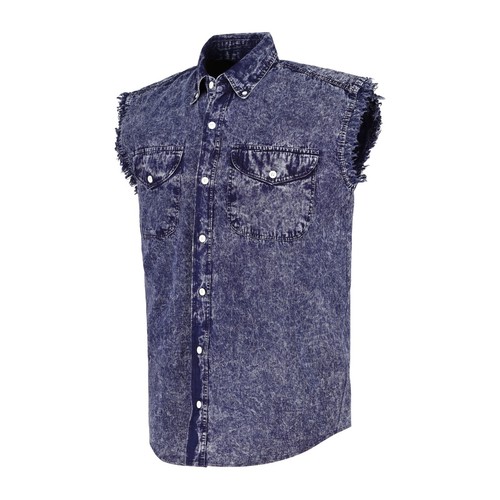 BUTTON-DOWN SLEEVELESS DENIM SHIRTS FOR MEN - 100% COTTON - Picture 59 of 84