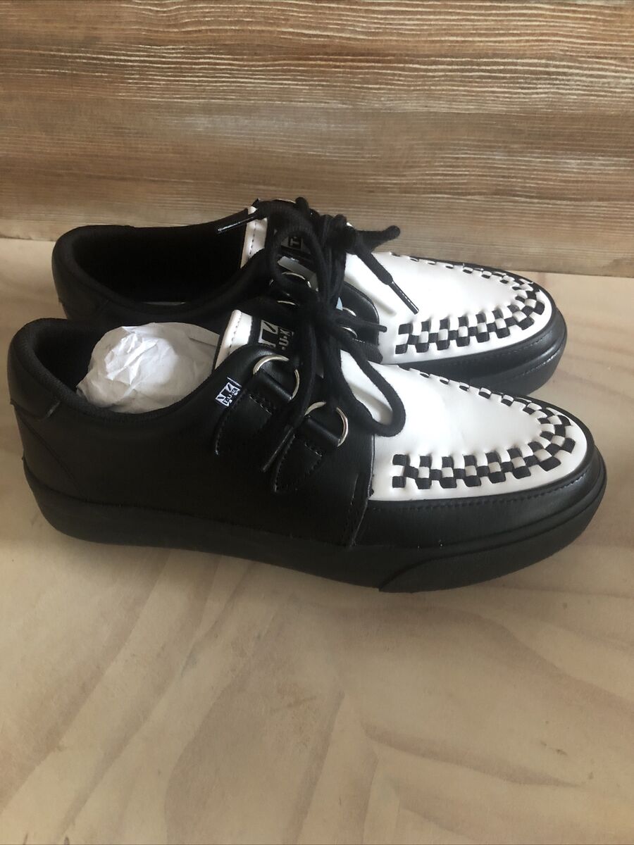 TUK Creeper Sneaker Black/White Leather & blk interlace TUK Creeper Sneaker Black/White Leather & blk interlace
