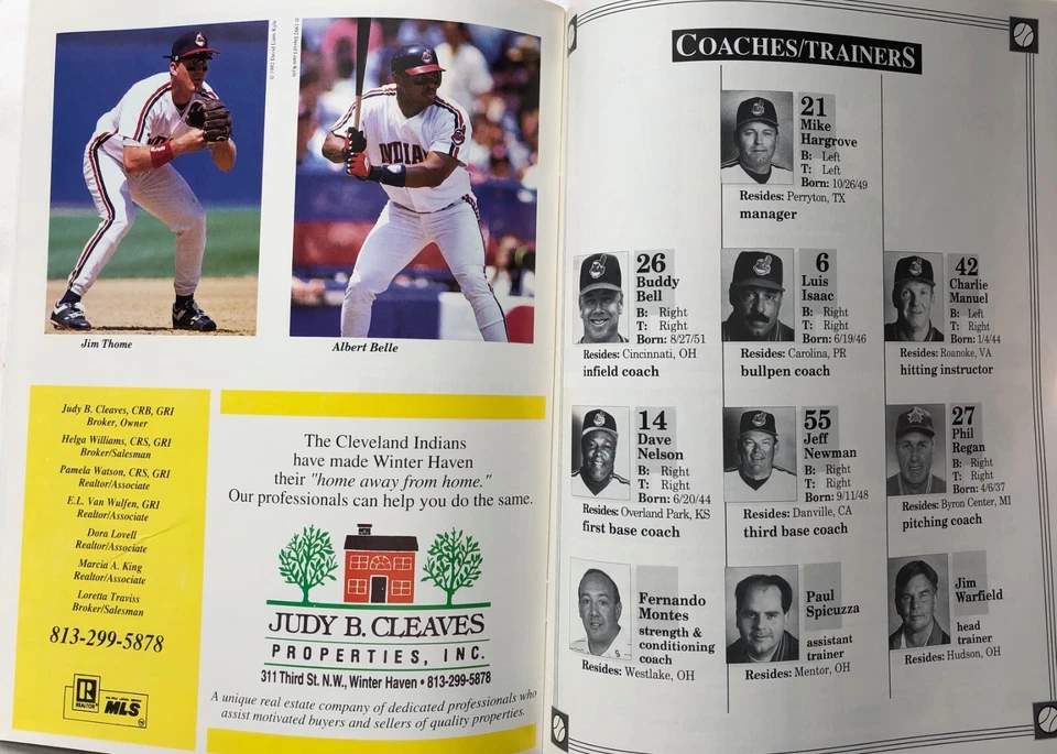 1994 Cleveland Indians Spring Training Program and Schedule, Cleveland Guardians - Image 4 of 4