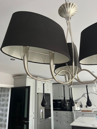 Inspired Lighting Designer Paola Mantra 3 arm Pendant 6 light in silver black - Picture 3 of 5