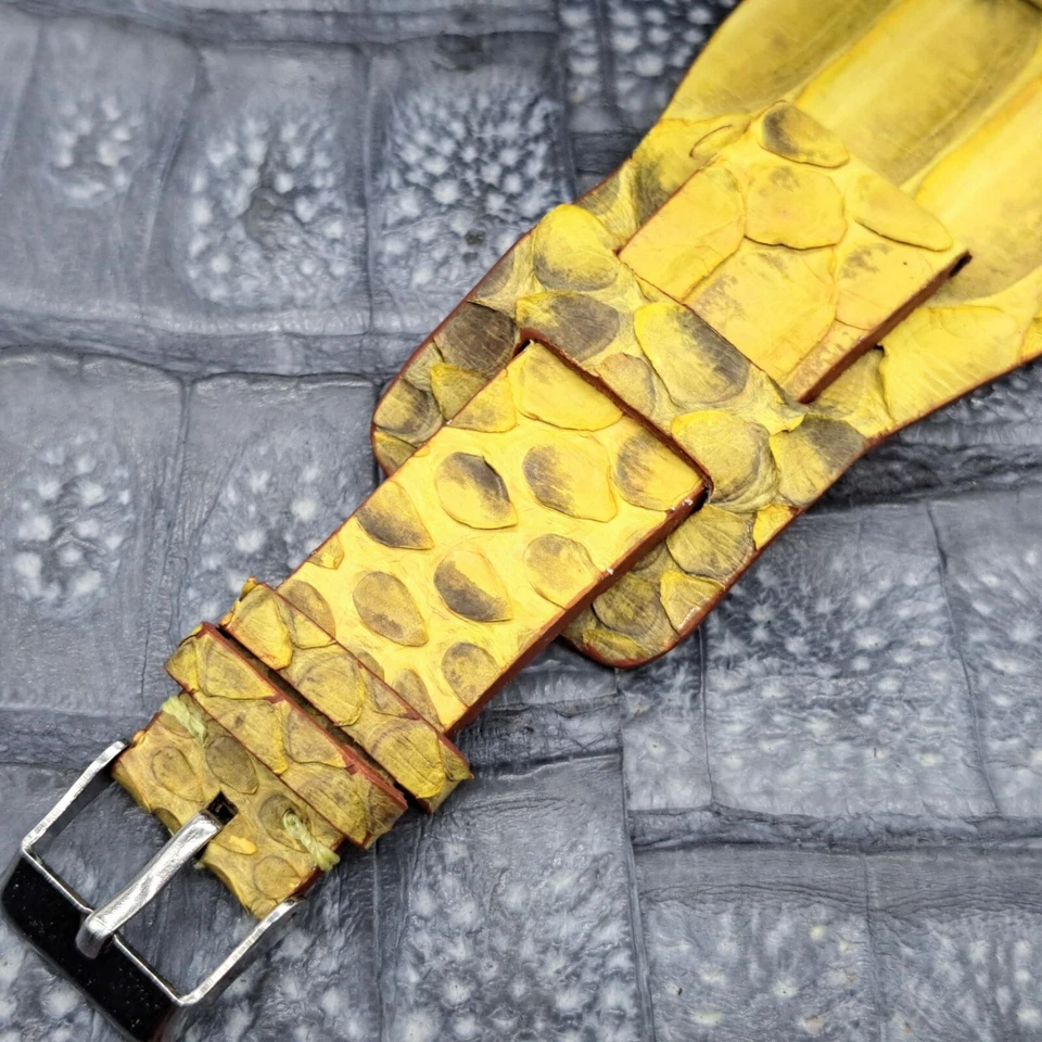 Correa de reloj de cuero exótico de 20 mm/16 mm diseño minimalista de moda militar Foto 3 de 4