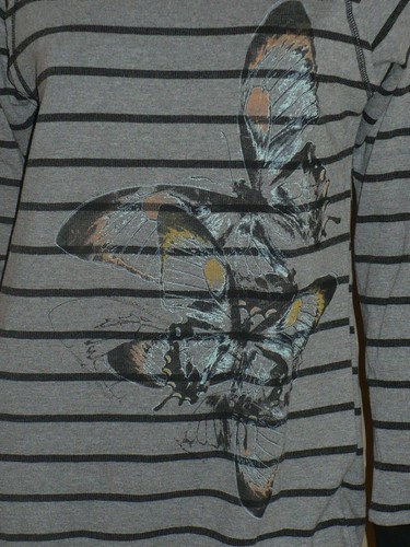 NEW GREY STRIPE BUTTERFLY TUNIC COZY PULLOVER SWEATER BOHO SMALL MEDIUM - Picture 2 of 4