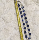 Vintage Glass Bead Necklace Blue Clear Retro Art Deco Mid Century Statement 17" — photo 10