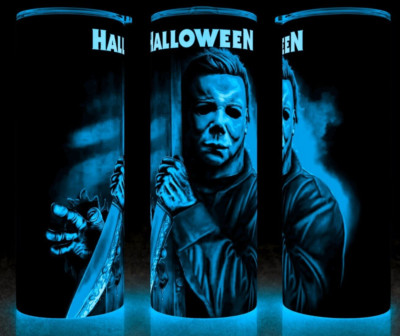 Glow in the Dark Halloween Michael Myers with Bloody Knife Cup Mug Tumbler
