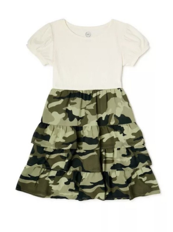 WONDER NATION GIRLS Green Camo Tiered TUTU Dress Size Large (10-12) NWT
