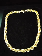 BIG MENS WOMENS  14K & BZ  FANCY ROPE CHAIN NECKLACE 18 INCH + BONUS 25 gr ITALY