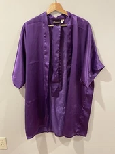 Vintage Fredricks of Hollywood Purple Satin Short Robe Lingerie Women's Small