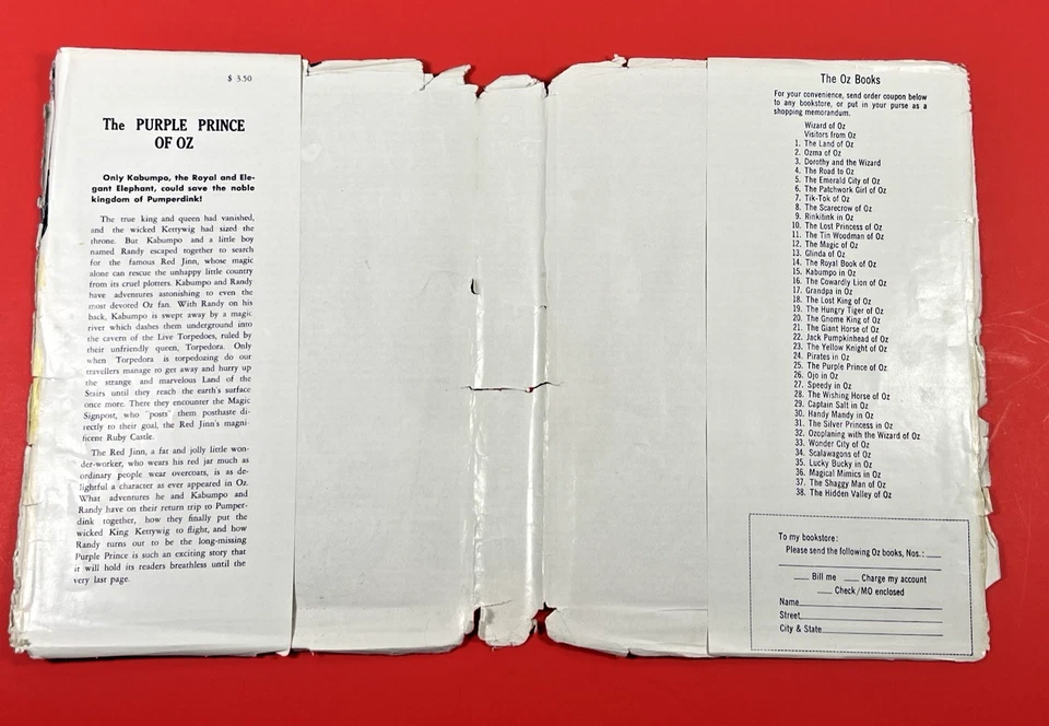 The Purple Prince of Oz Ruth Plumply Thompson L. Frank Baum Dust Jacket 1951 VG+ Foto 4 de 4