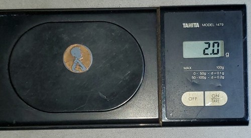 1986 Wide AM no Mintmark Lincoln Cent / Penny Struck on a Dime Planchet of 2.0 G - Picture 20 of 20