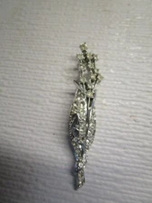 Vintage Signed Emmons Rhinestone Flower Floral Bouquet Silver Tone 3" Brooch