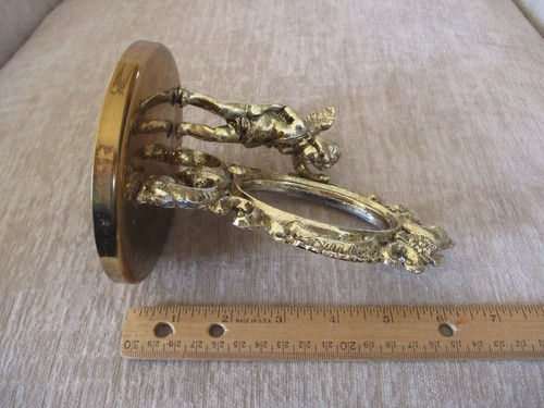 Vintage Metal Cherub Angel Picture Frame Ornate Gold Tone Round Stand - Picture 15 of 15