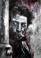 DUSTIN HOFFMAN  ! MIDNIGHT COWBOY ! MARCELO NEIRA ORIGINAL ART PAINTING wCOA