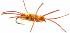 Fly Fishing Flies (Bass, Trout, Salmon) Rubber Leg Stonefly Yellow Brown  (x 6)