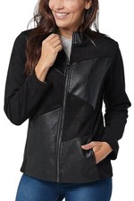 Belle by Kim Gravel Faux Leather and Faux Suede Jacket Black