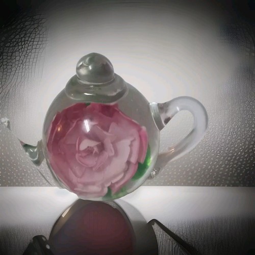Dynasty Gallery Erbstück Sammlerstücke Glas Teekanne Briefbeschwerer Rosa Rose Design - Bild 5 von 5