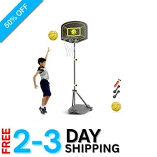 Fun Basketball Hoop for Kids - Adjustable 3.6ft-6.2ft, Includes Mini Ball & Pump