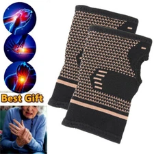 Compression Copper Wrist Hand Brace Carpal Tunnel Support Arthritis Sprain Pain