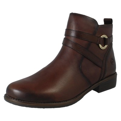 Women's Remonte Fleece Lining Leather Strap Detailed Zip Ankle Boots -