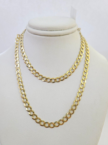 Solid 10k Gold Chain 22 Inch Necklace Cuban Curb Link 5mm REAL 10KT