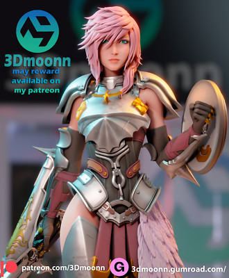 LIGHTNING, FINAL FANTASY, 1/4-1/24, FIGUR, UNBEMALT, 3D-DRUCK, STATUE, 3DMOONN