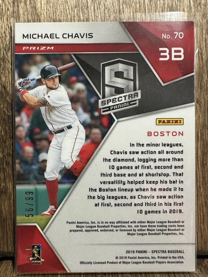 2019 Panini Chronicles Spectra Neon Blue /99 Michael Chavis #70 Rookie RC ⚡️ - Image 2 of 2