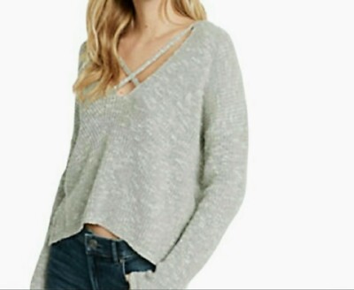 Express Grey Gray Knitted Cropped Long 