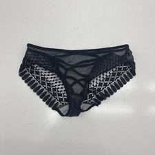 Black Mesh Lace Open Back Brief Underwear Womens Size Medium NEW