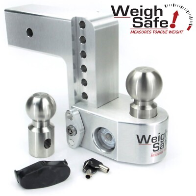 Weigh Safe WS6-3 Hitch 6'' Drop Tongue Weight Built-in Scale 3'' Shank Tow Safe