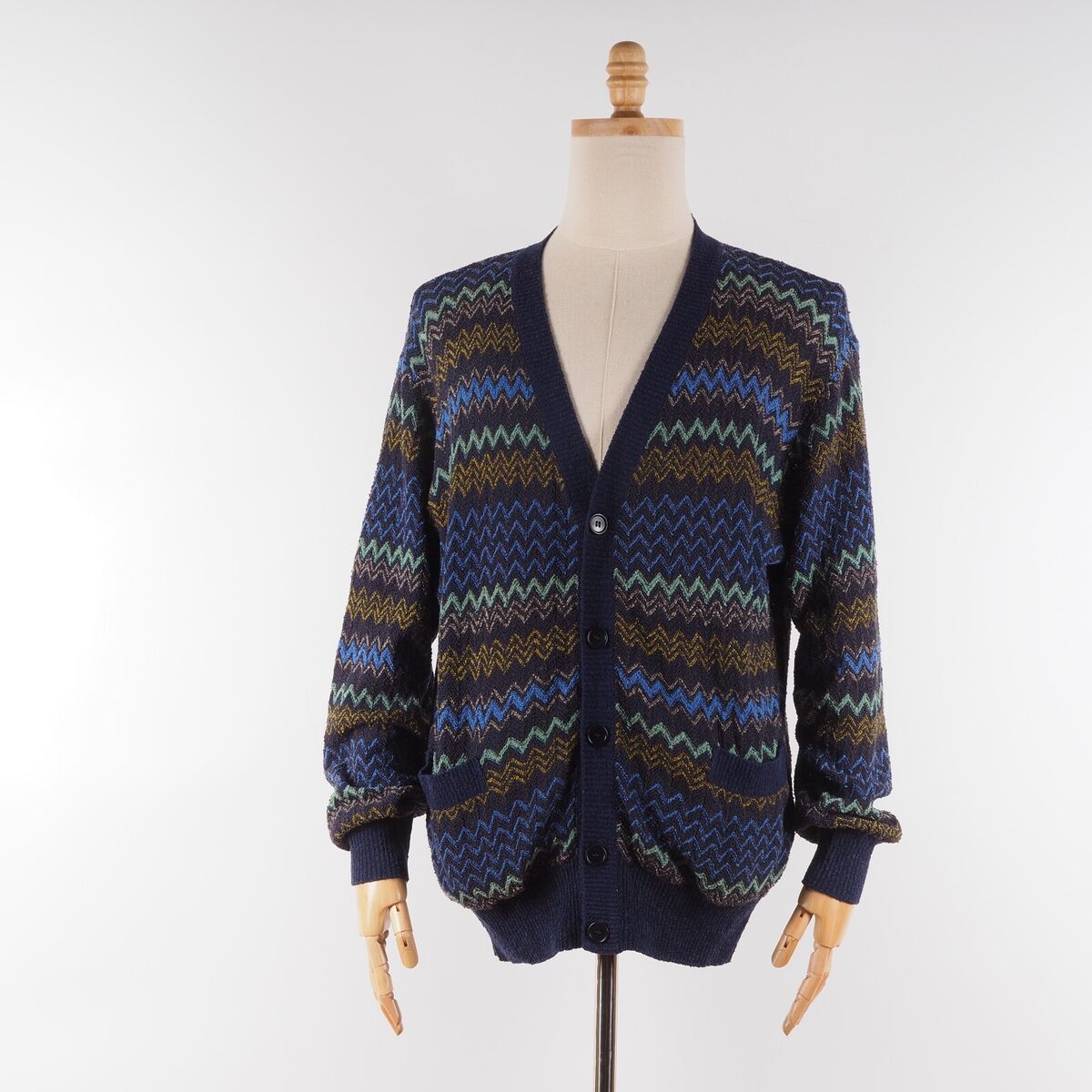 Missoni Uomo Mens Vintage 80s 90s Knit Multi Zig Zag Missoni Uomo Mens Vintage 80s 90s Knit Multi Zig Zag