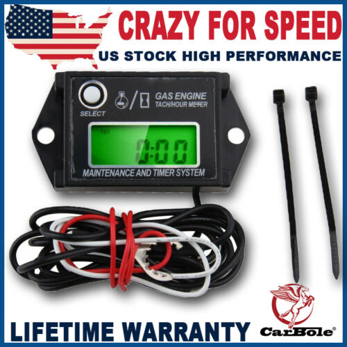Waterproof Tiny Tach Digital Hour Meter Tachometer Resettable Job Timer Power US - Picture 1 of 14