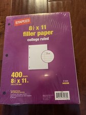 New Staples College Ruled Filler Paper Paper 8 1/2 x 11 400 Sheet 216x279mm