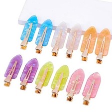 Cptots No Crease Hair Clips Creaseless Hair Clips Makeup 12P-Bright Pink Purple