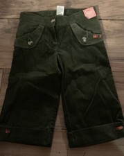 Gymboree Harvest Leaves Girls Capris Pants Size 5 Adj Waist Corduroy Green Nwt