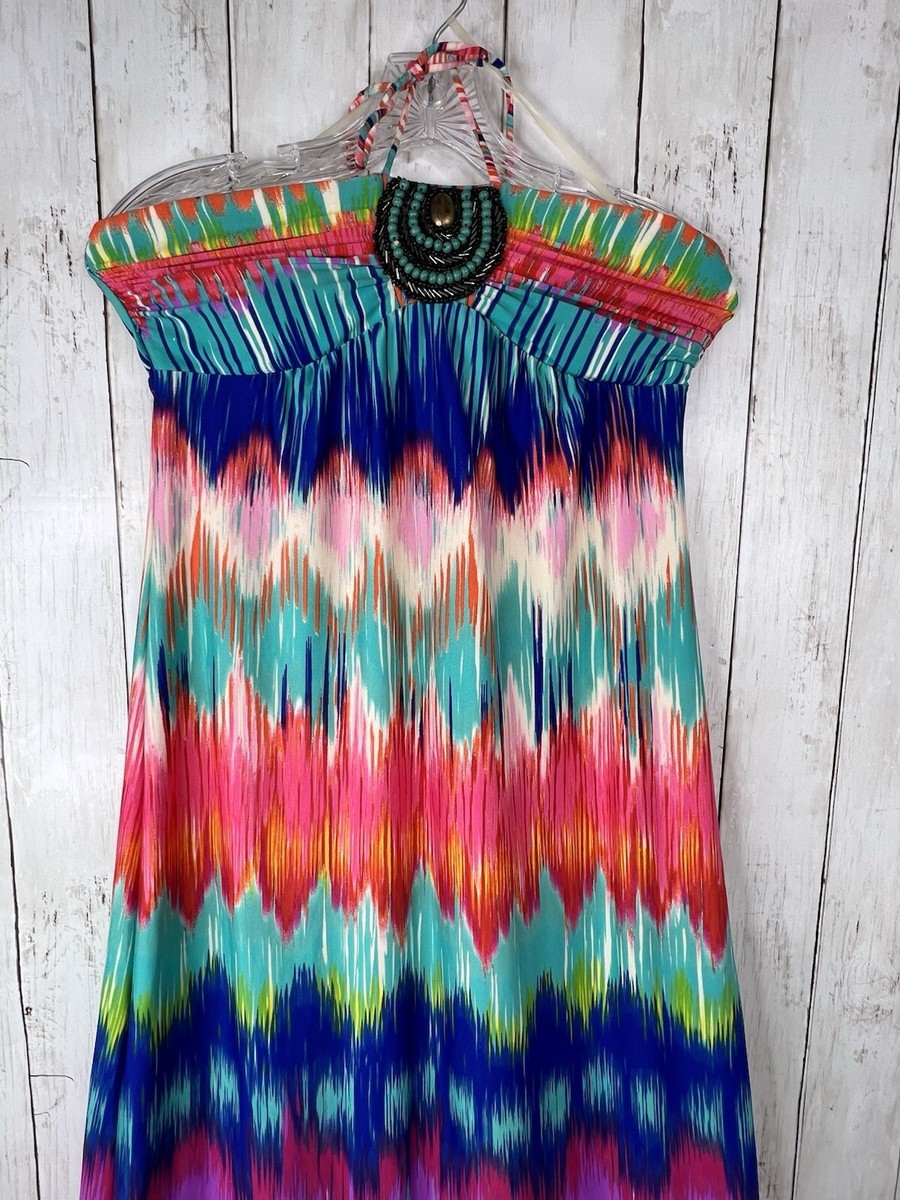 NWT Heart Soul Women's Sleeveless Halter Maxi Dress Aztec Boho Size Medium  Color | eBay