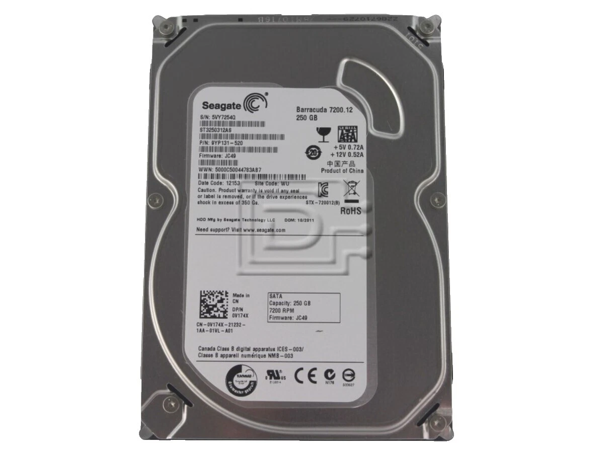 SATA III Internal Hard Disk Drives 3.5 in Form Factor 250GB