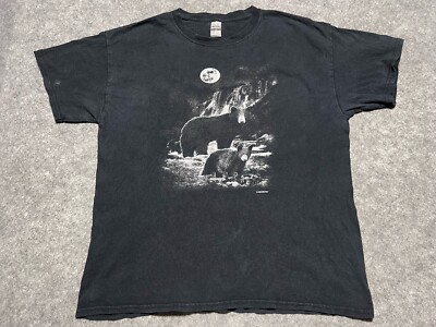 Momma Bear Cub Full moon Natural wilder wildlife Baggy M Black Distressed Shirt