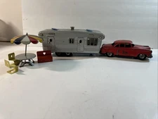 VTG SSS Toys Japan House Trailer A-303 Tin Metal Friction Car & Camper W/ Table 