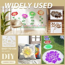 12Pcs Large Flower Stencils for Painting on Wood Fence, 14 Inch Reusable Fenc...