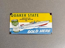 Vintage 13 Quaker State Motor Porcelain Sign Car Gas Oil Motorcycle Truck