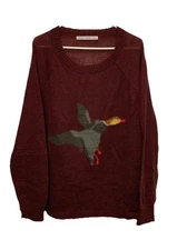 Woolrich Cropped Sweater Women’s Plus 2X Maroon Fig Duck Pullover Scoop Neck