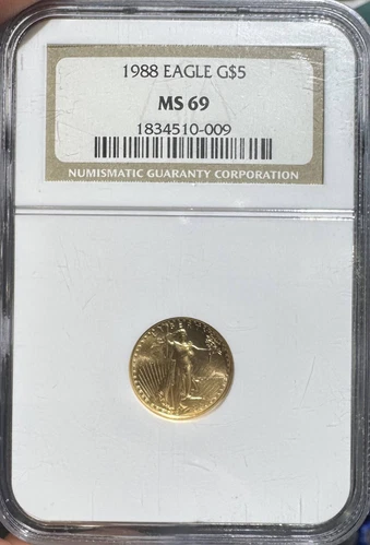 1988 $5 American Gold Eagle 1/10 oz NGC MS-69