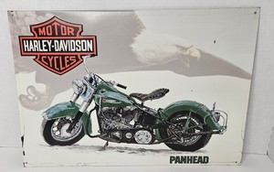 Vintage VTG Dennis Jackson Harley Davidson Panhead Metal Sign Wall Art 17"×12"