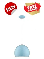Livex Lighting 41181-74 Metal Shade 10" One Light Mini Pendant Shiny Baby Blue