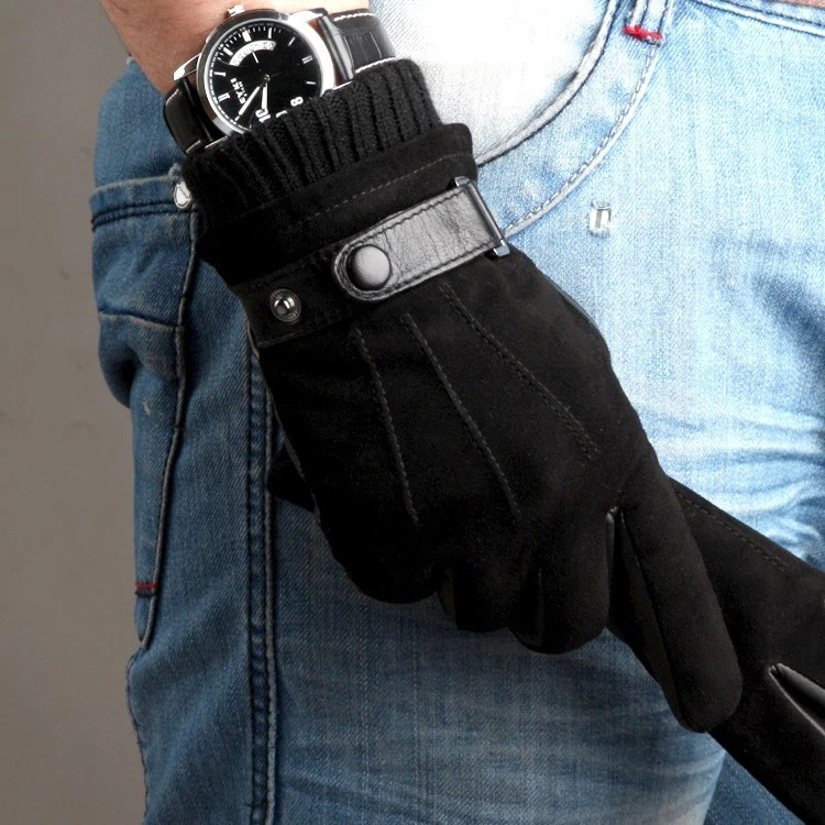 Mens Genuine Suede Leather W/ or W/O Touch Screen Function Gloves OnSale #M019NC