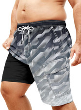 Big Tall Swim Trunks Men'S 10'' Quick Dry Board Shorts with Compression Liner Ha