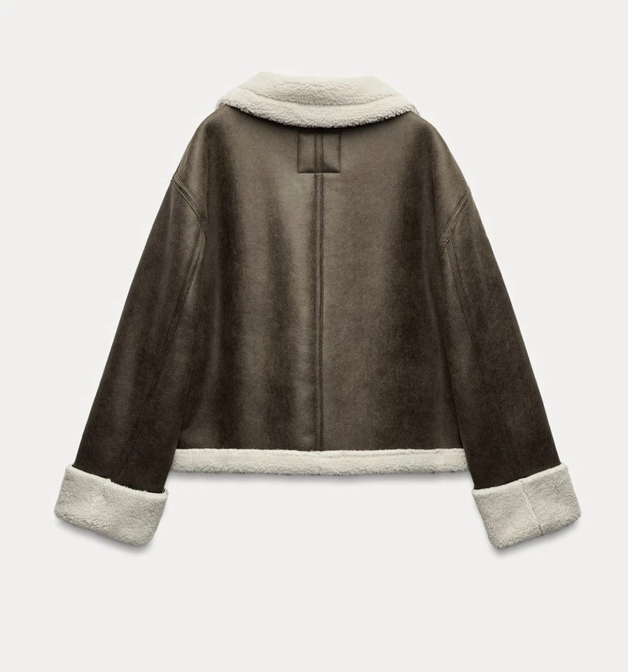 Zara NEW Khaki Double Faced Jacket Size L 5854/226 - Image 4 of 4