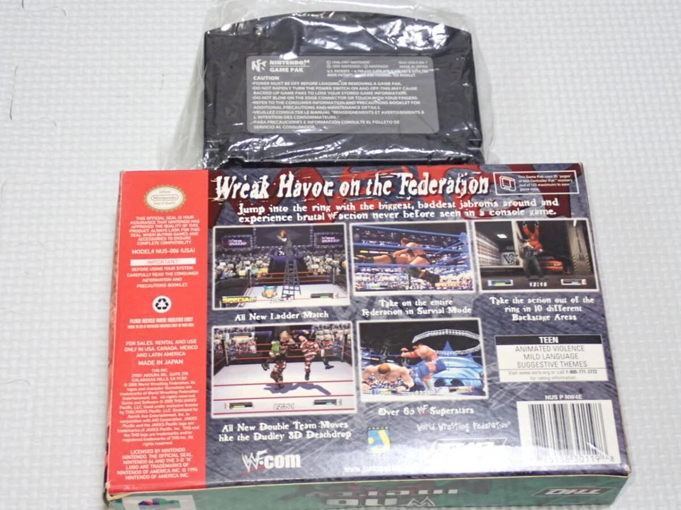 N64 WWF No Mercy USA Version Box Manual Cartridge Complete Tested - Image 3 of 4