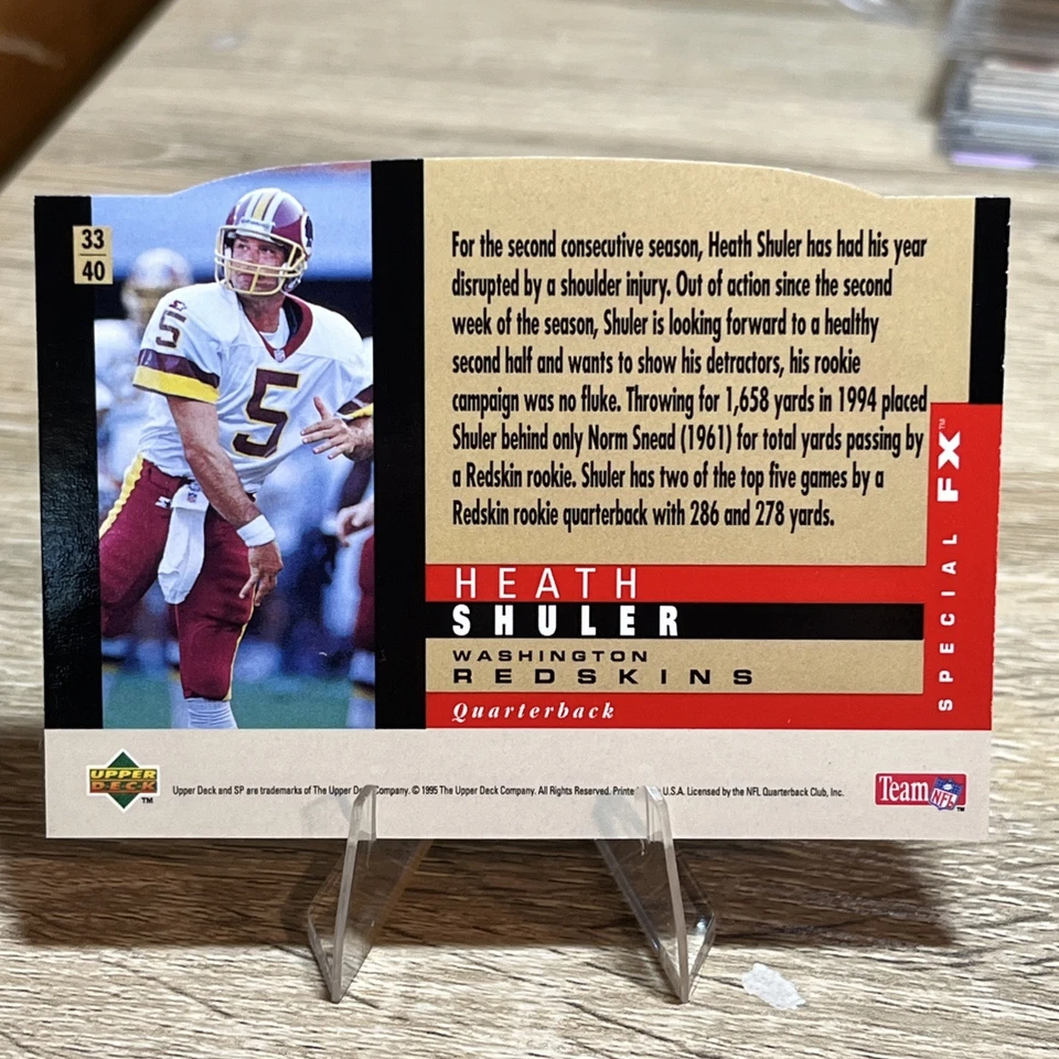 1995 Heath Shuler Upper Deck SP Holoview Die Cut Insert Washington Redskins #33 - Image 2 of 2