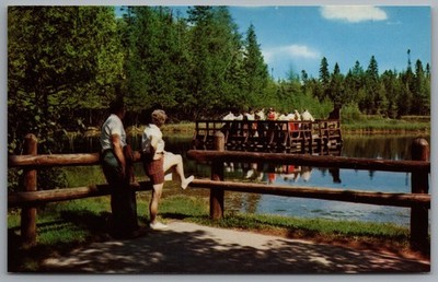 Manistique MI Kitch-iti-kippi Big Springs Observation Raft c1959 Postcard