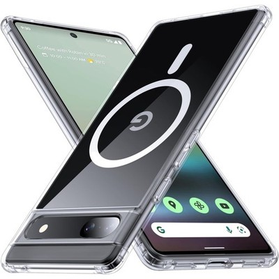 Magnetisch für Google Pixel 6a Hülle mit MagSafe [Durchsichtig Hardcase] [Mil...